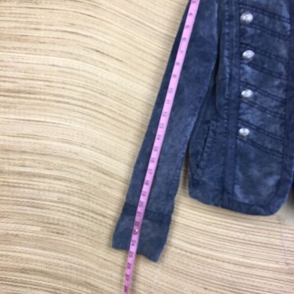 Free People Washed Cord Velvet Band Military Jacket In Washed Blue Size S - Picture 13 of 14
